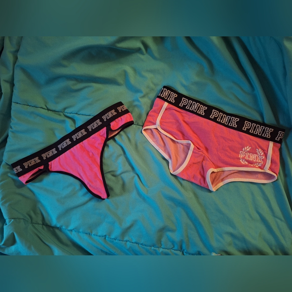 PINK Victoria's Secret Pink and Black Panties Set